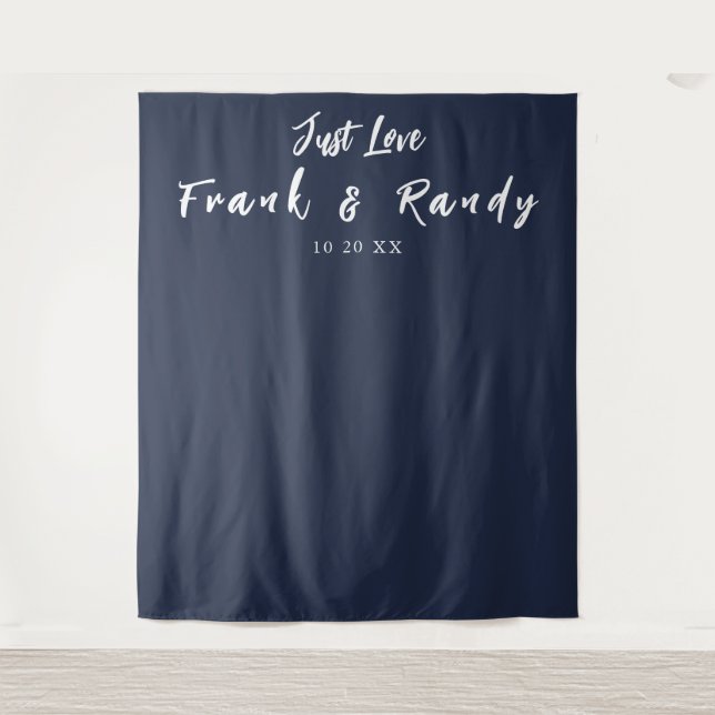 Tenture Just Love Simple Navy Blue Mariage fond d'écran (Devant)