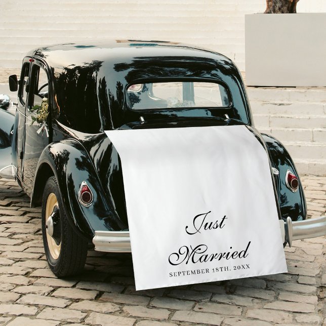 Tenture Just Married Wedding Date Fabric Car Banner Sign (Just Married Wedding Date Fabric Car Banner Sign Tapestry)
