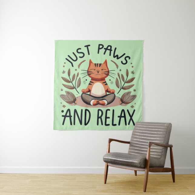 Tenture Juste des pattes et relaxer Yoga Cat (En situation)