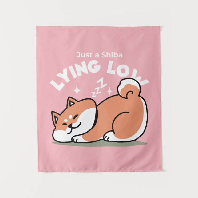 Tenture Juste un Shiba allongé bas : mignonne conception S (Devant)