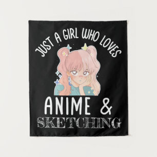 Tenture Juste une fille qui aime Anime Et Sketching