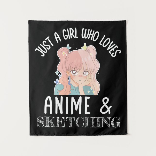Tenture Juste une fille qui aime Anime Et Sketching (Devant)