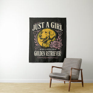 Tenture Juste une fille qui aime son golden retriever