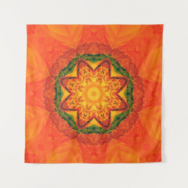 Tenture Kaleidoscope abstrait fond orange. Beau (Devant)