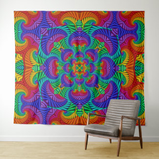 Tenture Kaleidoscope Vintage et fractal arc-en-ciel