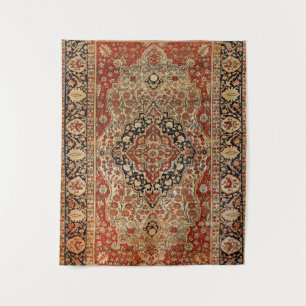 Tenture Kashan perse brûlé orange jaune