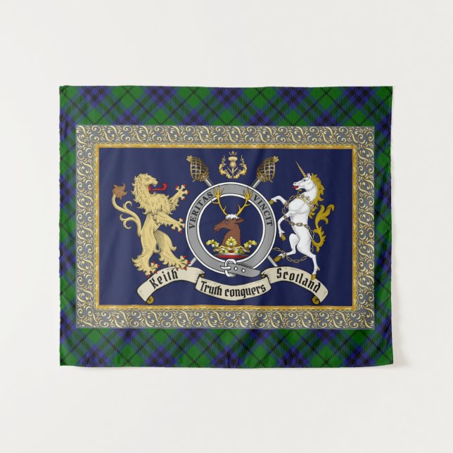 Tenture Keith Clan Badge & Tartan (Devant (Horizontal))