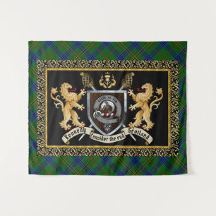 Tenture Kennedy Clan Badge & Motto avec Lions