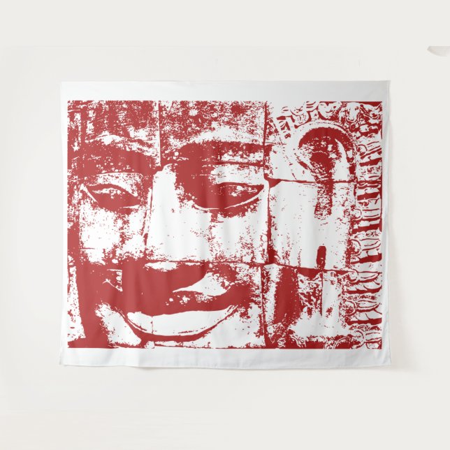 Tenture Khmer Stone Face ... Bayon Temple, Cambodge Tapest (Devant (Horizontal))