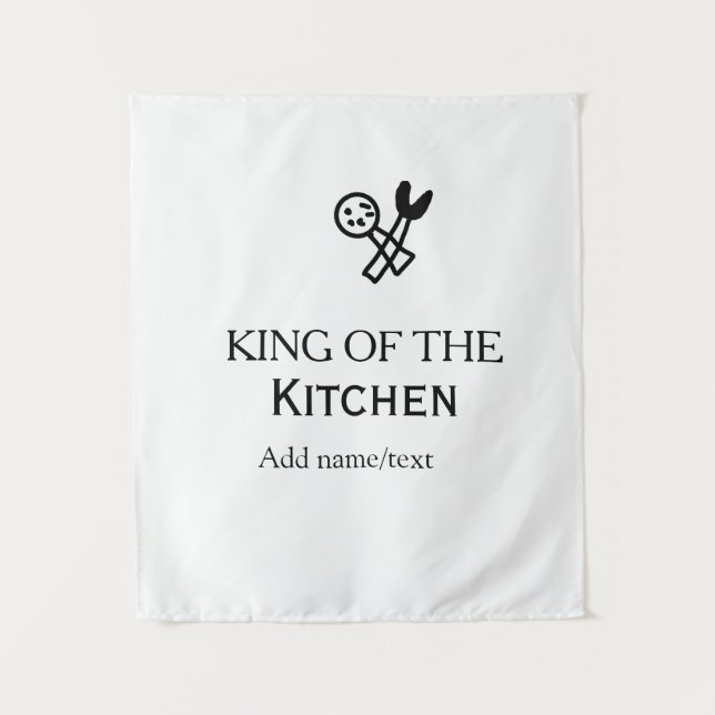 Tenture King of the kitchen chef cooking add name crown ha (Devant)