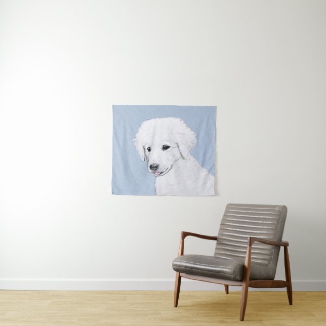 Tenture Kuvasz Peinture - Cute Original Chien Art (En situation (horizontale))
