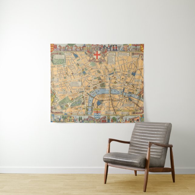 Tenture La carte des enfants de Londres, Angleterre (En situation (horizontale))