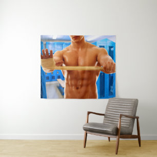 Tenture La chemise de SlipperyJoe homme musclé torse nu ab