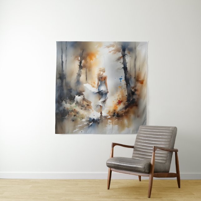 Tenture La Dame À Travers Une Forêt (En situation)