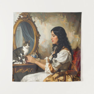 Tenture La Dame et son chat - Un port victorien intemporel