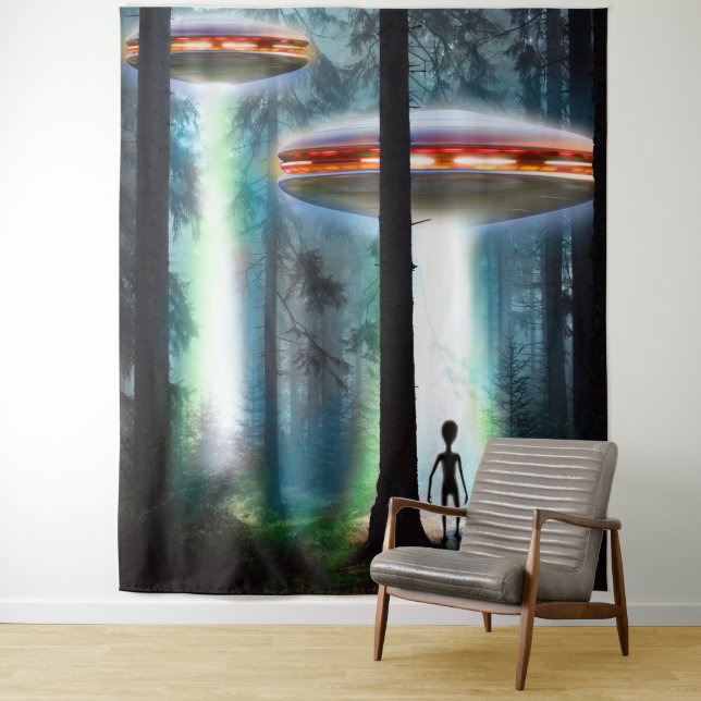 Tenture La forêt extraterrestre d'OVNI (En situation)
