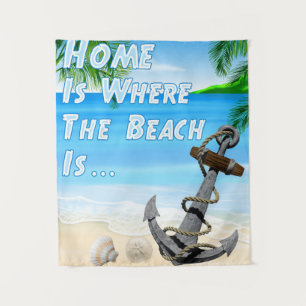 Tenture La Maison Est Là Où Se Trouve La Plage
