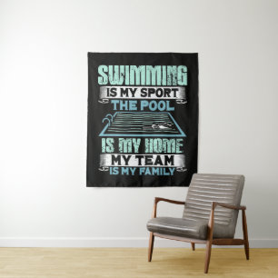 Tenture La natation est mon sport La piscine est ma maison