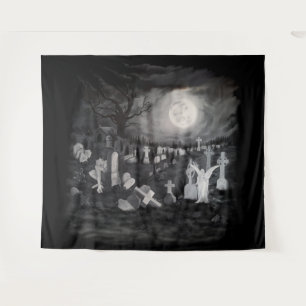 Tenture La nuit sur le cimetière - Angel avec Diable