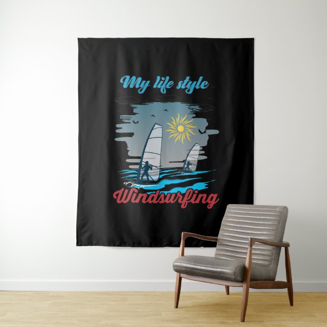 Tenture La planche à voile est mon style de vie (En situation)
