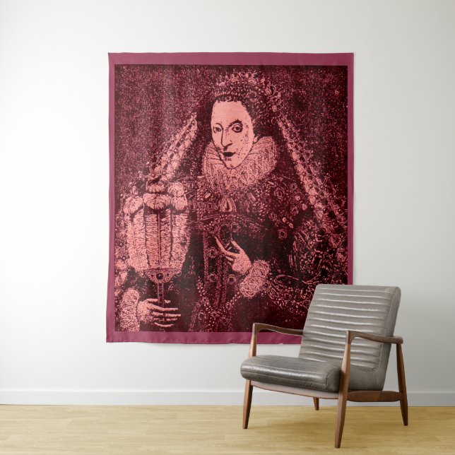 Tenture La reine Élisabeth Ire en rose (En situation)