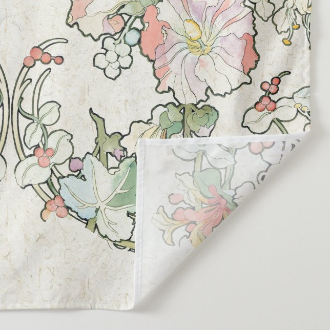 Tenture La rose trémière de Nouveau d'art de Mucha fleurit (Détail)