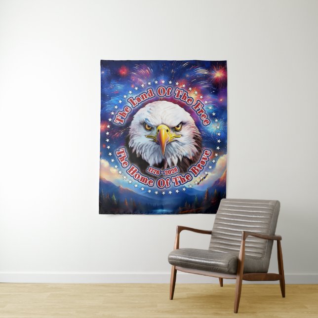 Tenture La Terre Des Hommes Libres Feu D'artifice Aigle Br (En situation)