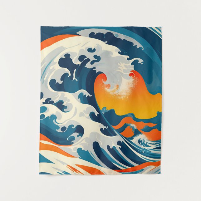 Tenture La vague japonaise Vintage parfaite (Devant)