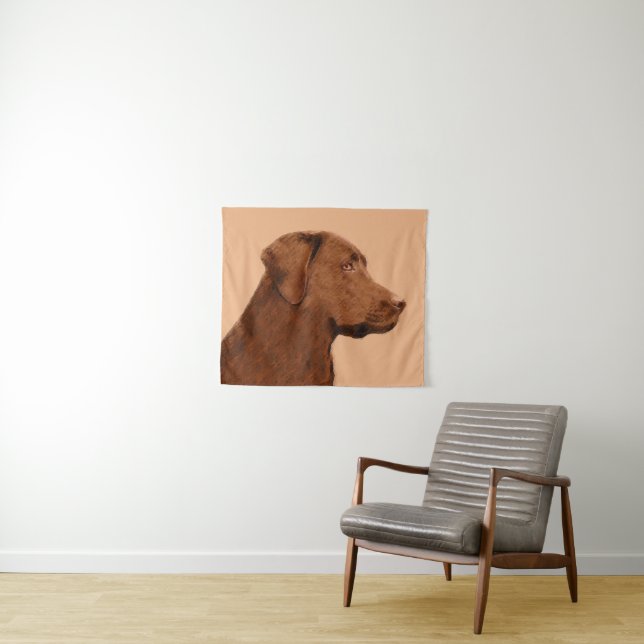 Tenture Labrador Retriever (Chocolat) Peinture - Chien Art (En situation (horizontale))