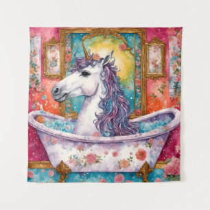 Tenture L'adorable licorne dans le bain