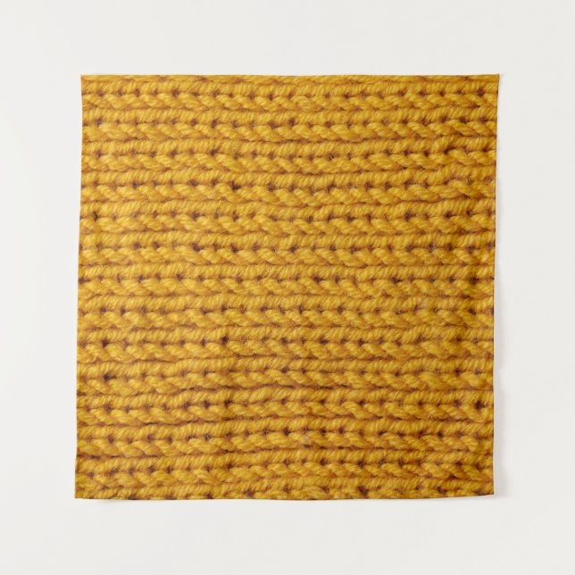 Tenture Laine tricotée jaune, texture haute résolution. (Devant)
