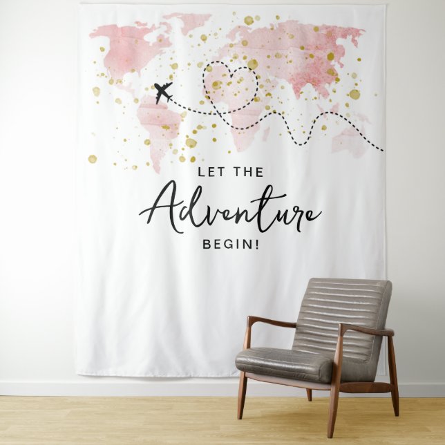 Tenture "Laissons Commencer L'Aventure !" Baby shower Cart (En situation)