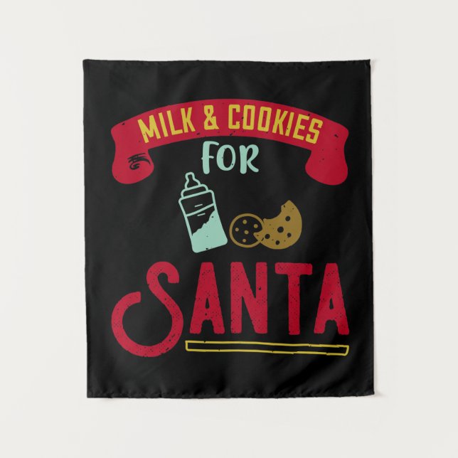 Tenture Lait Et Cookies Pour Père Noël (Devant)