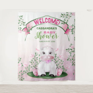 Tenture Lamb rose Baby shower Floral Arrière-plan