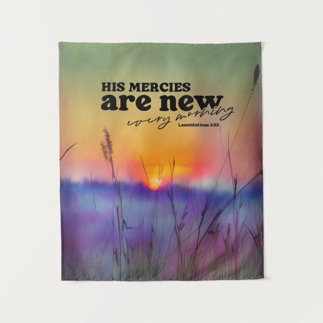 Tenture Lamentations 3:23 Ses Mérites Sont Nouveau Verse B (Devant)