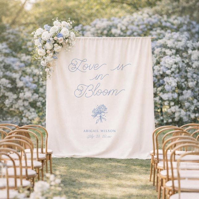 Tenture L'amour est en fleurs. Hydrangea Bleu pour une Bab (Créateur téléchargé)