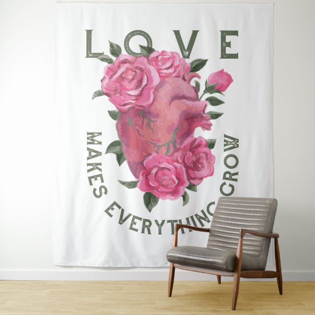 Tenture L'amour fait tout grandir - Art Floral Romantique (En situation)