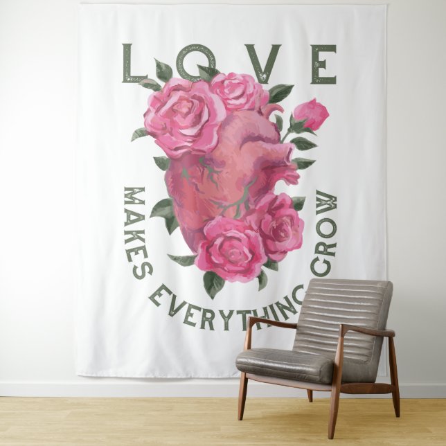 Tenture L'amour fait tout grandir - Art Floral Romantique (En situation)