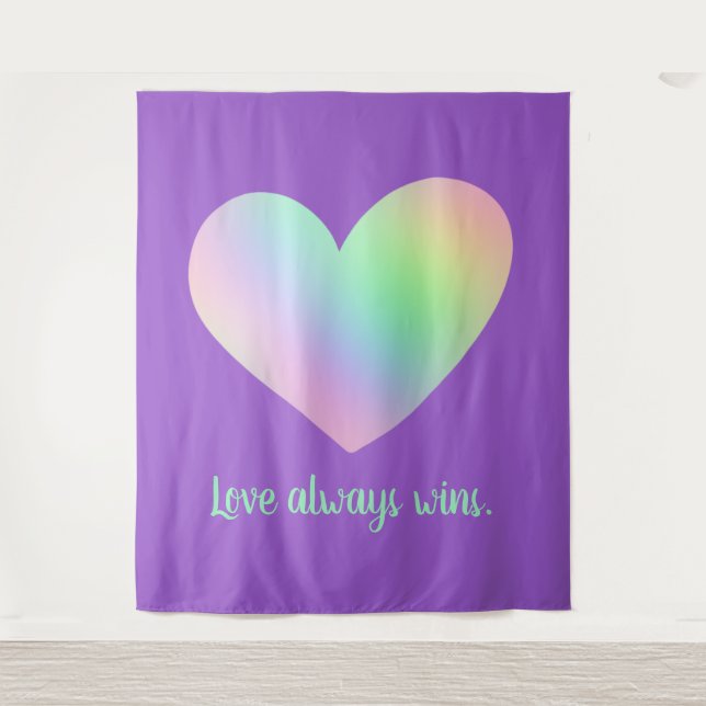 Tenture "L'amour gagne toujours" Rainbow Heart Tapestry (Devant)