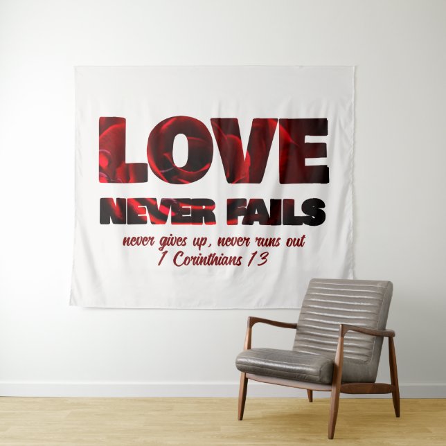 Tenture L'AMOUR N'A JAMAIS ÉCHOUÉ Christian (En situation (horizontale))