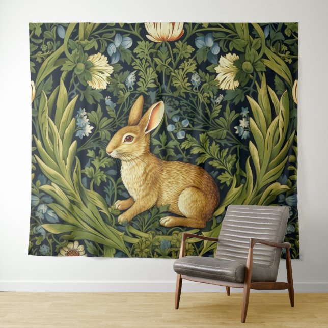 Tenture Lapin Art nouveau dans le jardin (En situation (horizontale))