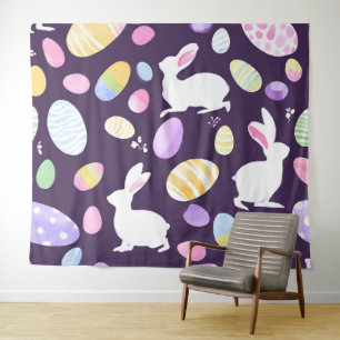 Tenture lapin avec oeufs de pâques