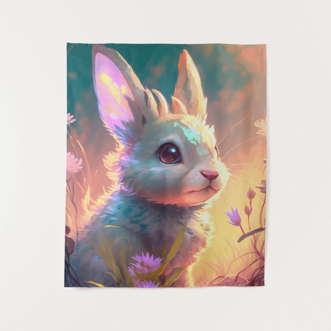 Tenture Lapin Lapin Animal Portrait Peinture Faune Art (Devant)