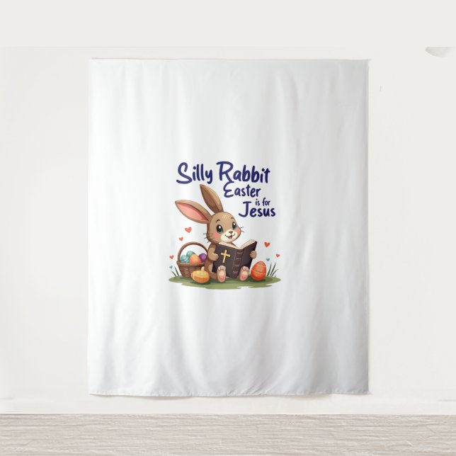 Tenture Lapin Silencieux Pâques est pour Jésus Conception  (Devant)