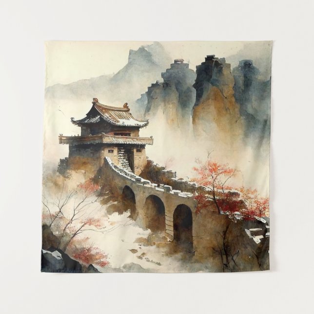 Tenture L'aquarelle chinoise La Grande Muraille (Devant)