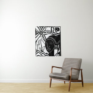 Tenture l'art abstrait de l'encre noire des femmes africai