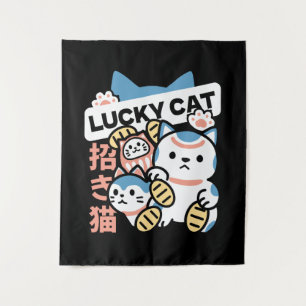 Tenture L'art du chat chanceux – Maneki Neko avec pièce d'