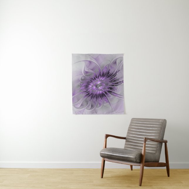 Tenture Lavande Fleur Dream Moderne Abstrait Fractal Art (En situation)