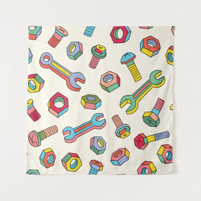 Tenture Lave-linge et vis motif sans soudure (Devant)