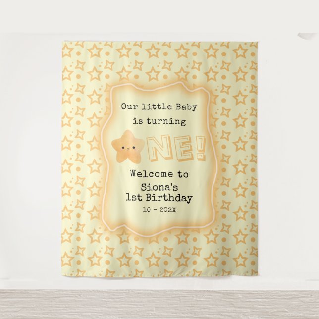 Tenture Le Bébé Tourne Une Étoile Mignonne Fond D'Annivers (Devant)